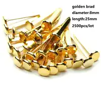 Free shipping 2500pcs/lot Round metal Brads Scrapbooking Embellishment students DIY binding tack diameter 8mm length 25mm