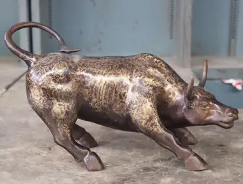 

9.5" Chinese Copper Bronze Zodiac Year Bull Bovine Animal Statue