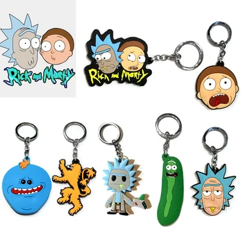 

Rick Morty Collection Model Toy keyring Key Ring Chain Ricka and Morty Bobble Head Action Figure Q Edition Bag Keychain Gift Toy