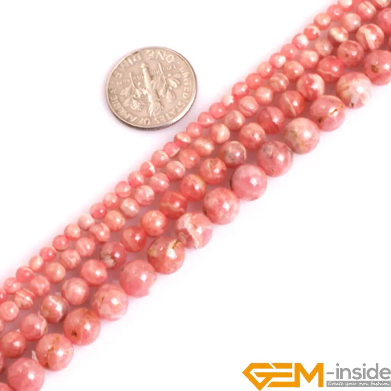 

AAA Grade Round Genuine Pink Argentina Rhodochrosite Precious Stone Beads Natural Stone Loose Beads For Jewelry Making 15 Inch