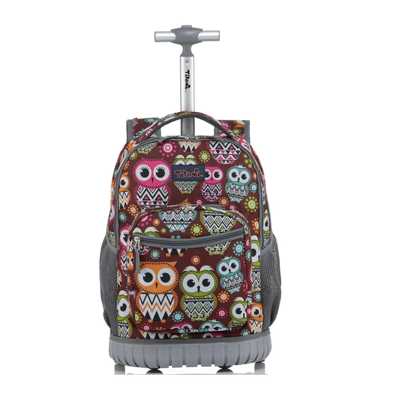 TILAMI Luggage 18 Inch Rolling Backpack Wheeled Book Bag Kids Children Trolley School Bag Laptop Bag Travel Backpack for Girls