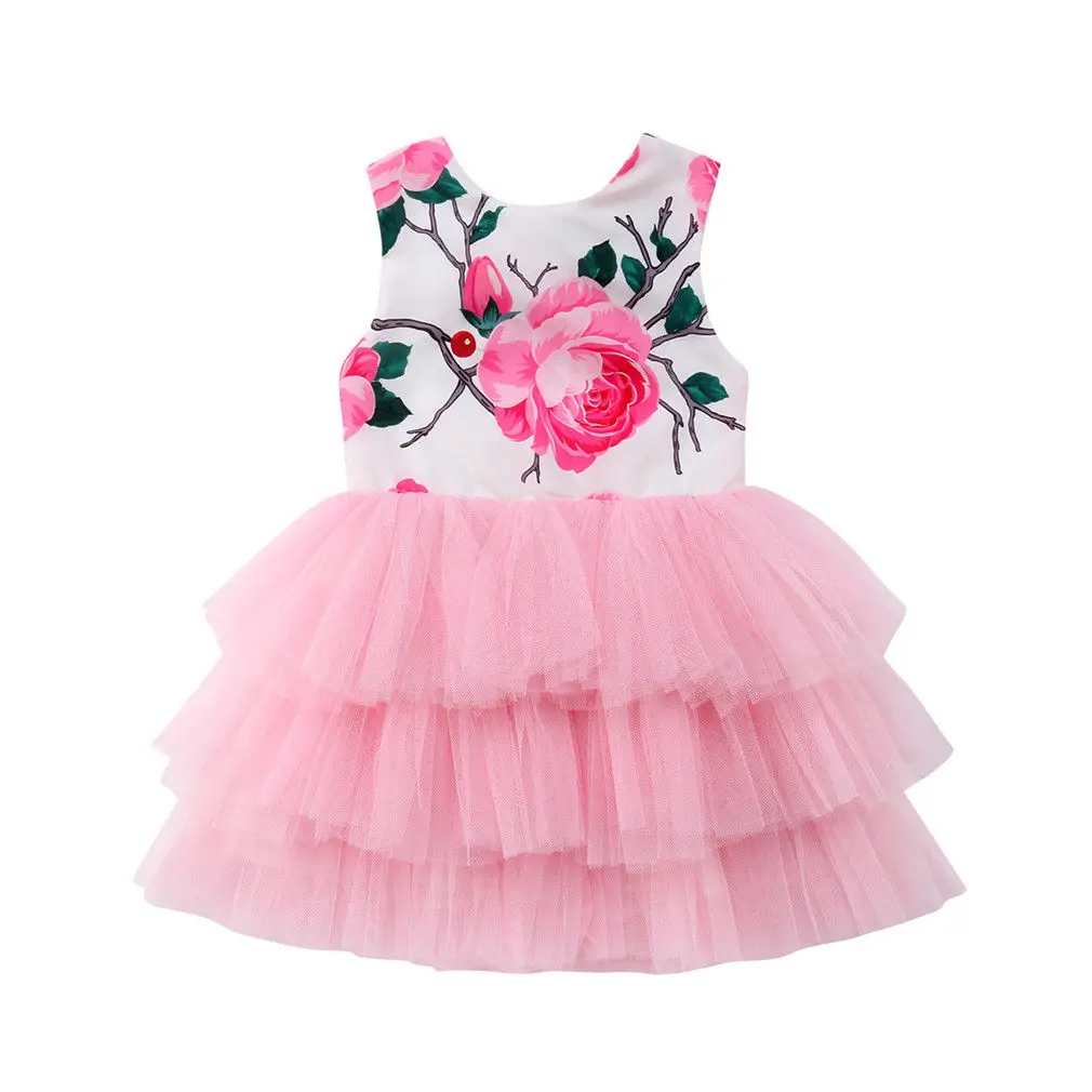 

Toddler Kids Baby Girls Dresses Floral Cute Flower Cotton Tulle Backless Party Dress Sundress Clothes