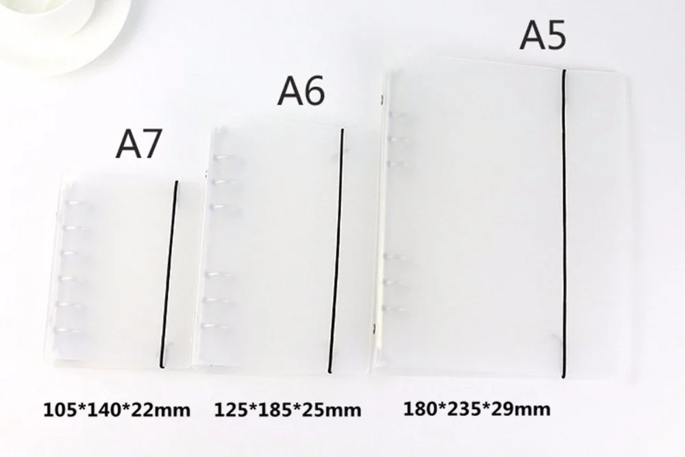 Полупрозрачный, полипропилен Пластик Тетрадь зажимы A5/A6/A7/B5 a4 круглый кольцах ремень Стиль Тетрадь с вяжущего материала, 1-дюймовый Ca