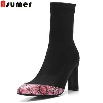 

ASUMER big size 33-43 fashion ankle boots for women pointed toe autumn winter boots super high ladies boots 2020 hot sale new