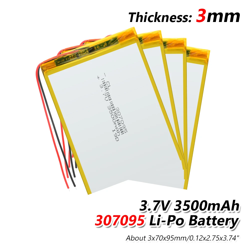 

YCDC 2 wire 307095 Li-polymer battery.3.7V 3500mah polymer lithium ion battery Li-ion battery for tablet pc 7 inch MP3 MP4 GPS