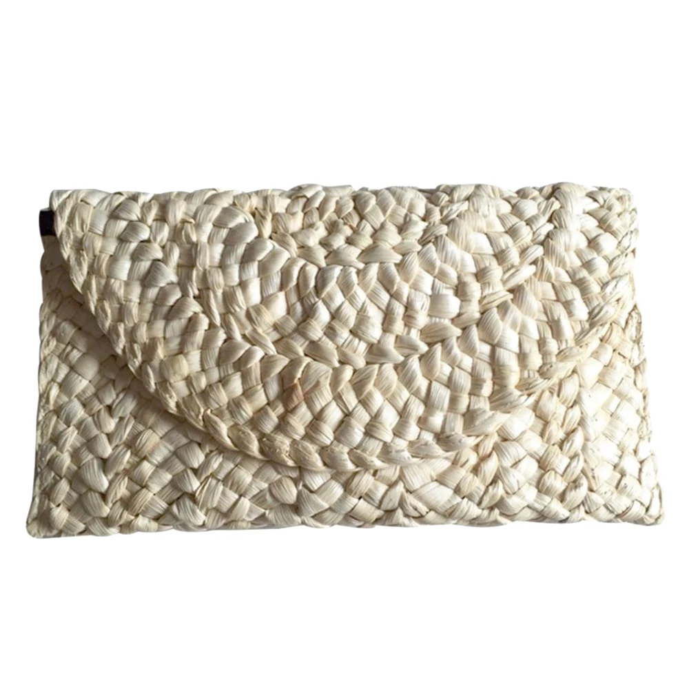 Женская Соломенная Сумка Элегантный женский плетеная Сумочка Конверт Hasp пляжная сумка для дам