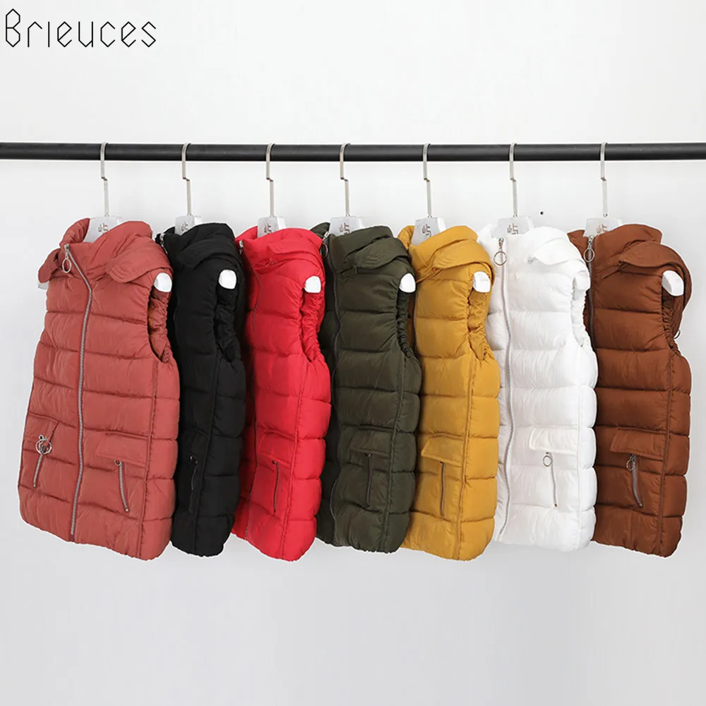 b Autumn Winter Vest Women Waistcoat 2018 New Female Sleeveless Jacket Hooded Warm Long Vest Jacket Colete Feminino