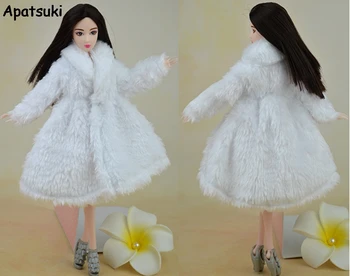 

Doll Accessories Winter Wear White Fur Coat Dress Clothes For Barbie Dolls Fur Doll Clothing For 1/6 BJD Doll Kids Toy