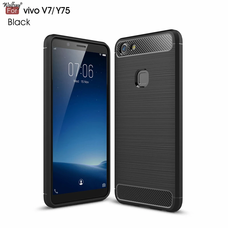 Wolfsay антидетонационных ЧЕХОЛ ДЛЯ Vivo V7 случае Y75 Мягкие TPU матовый чехол для BBK