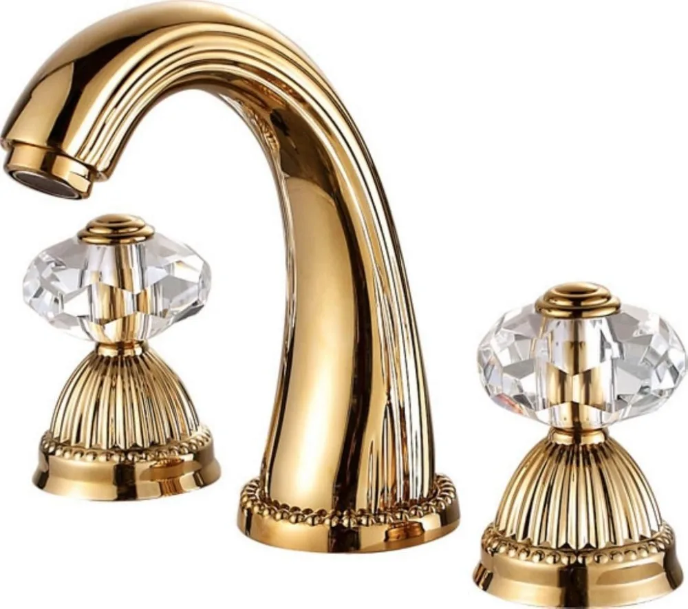 Free shipping 3 PC widespread ROMAN LAVTORY SINK FAUCET CRYSTAL HANDLES mixer tap deck mounted | Обустройство дома