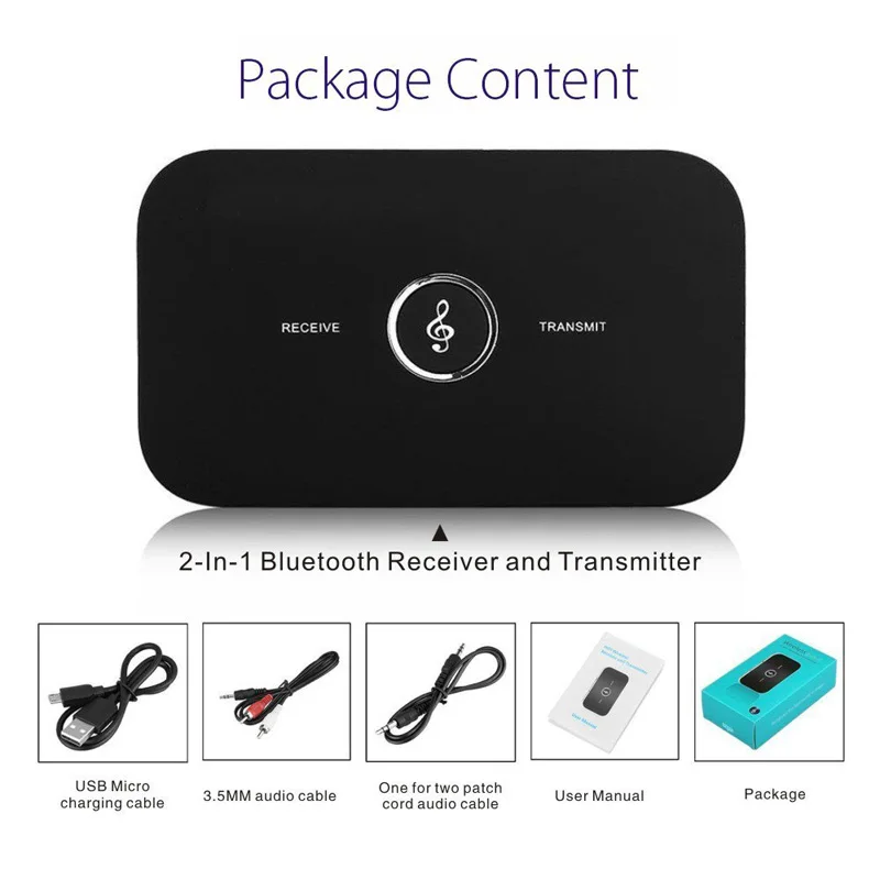 New Portable Bluetooth 4 1 Transmitter Receiver 2 in 1 Wireless 3 5mm Audio Adapter for Home Car Sound Headphones TV PC GDeals