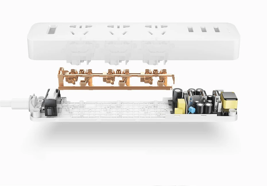 Xiaomi Мощность пропилен-каучука прокладки с 3 портами(стандарт пролонгации гнезда штепсельной вилки Многофункциональный быстрой зарядки Мощность полосы 10A 250V 2500W