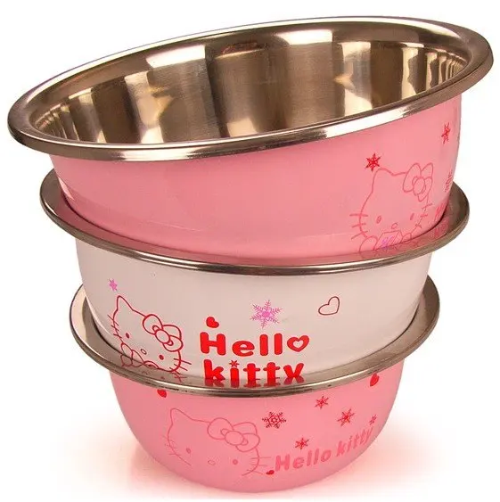 3 In 1 Set Beautiful Hello Kitty Stainless Steel Plate Dish Set Cartoon