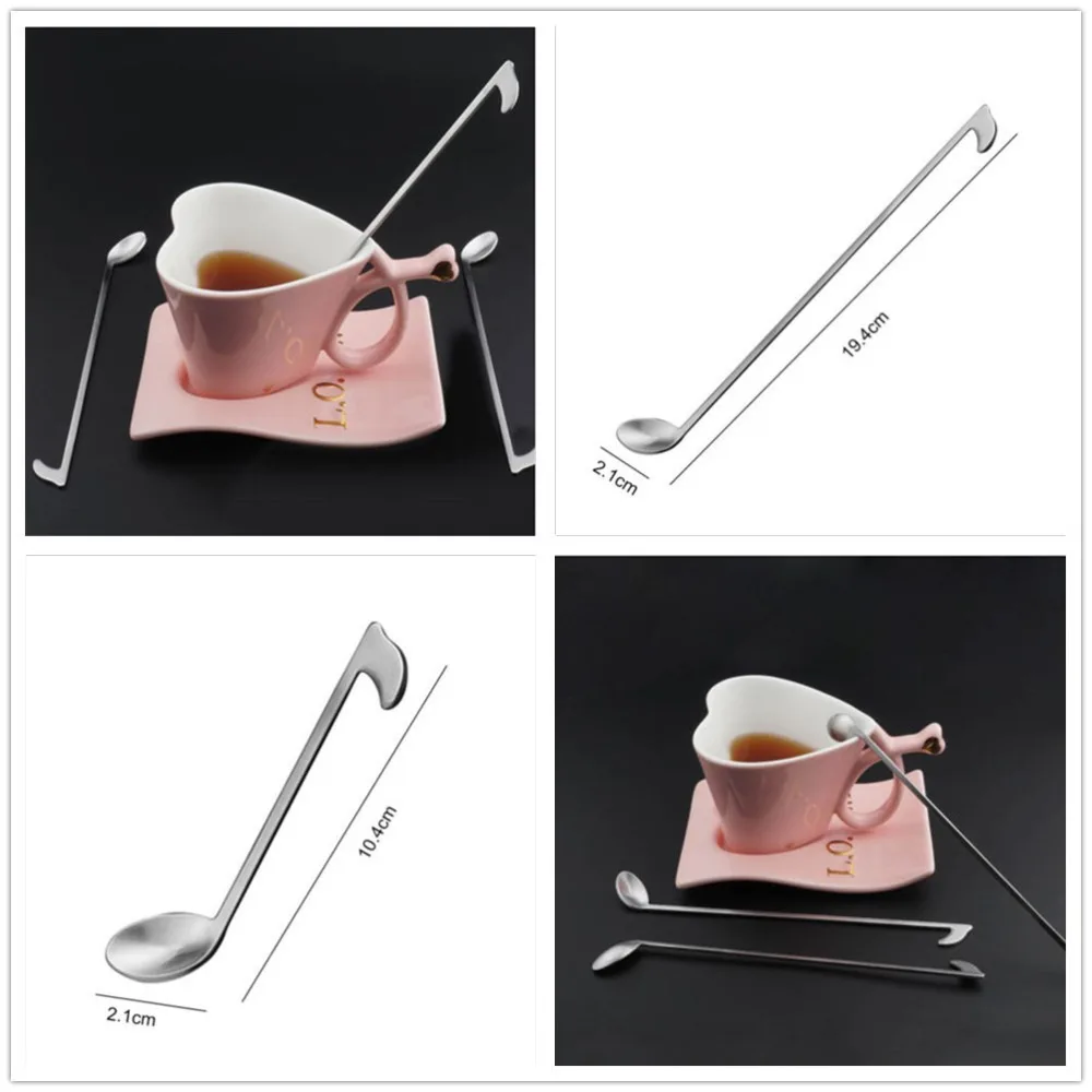 

2018 1Pc hot sale stainless steel music pen shape coffee spoon long handle spoon kitchen music coffee spoon high quality hot M3