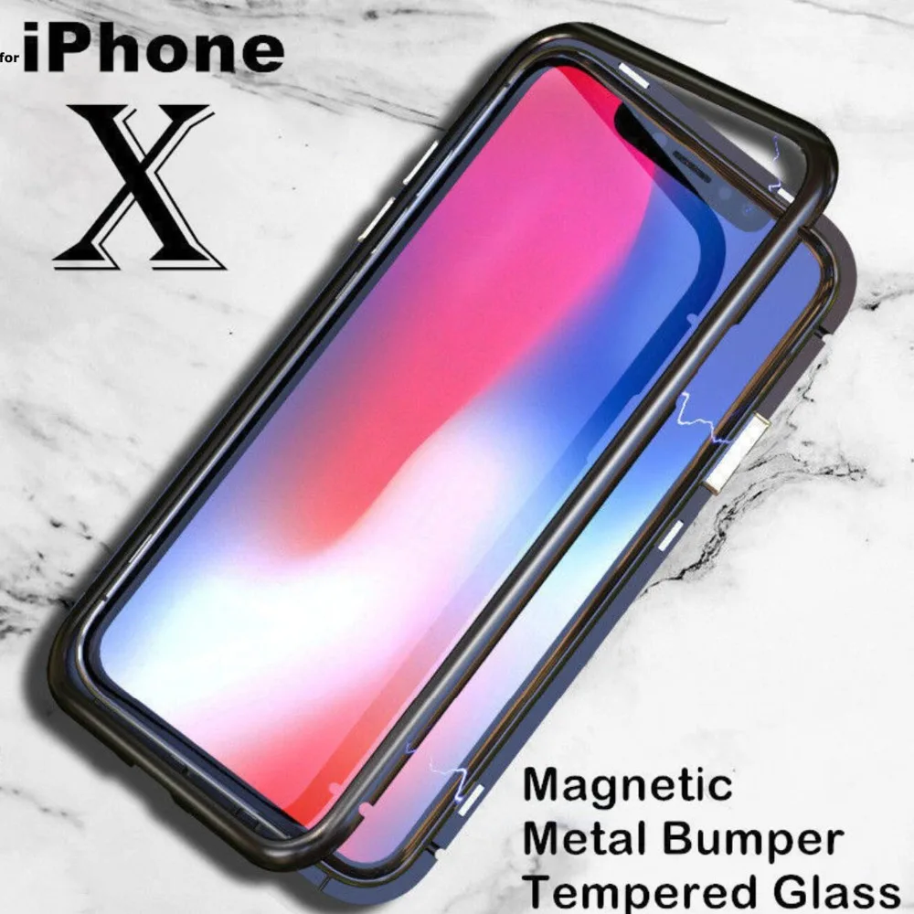 

For iphone x mobile phone case magnetic all-inclusive anti-fall for iphone xs xr xs max glass protection phone case