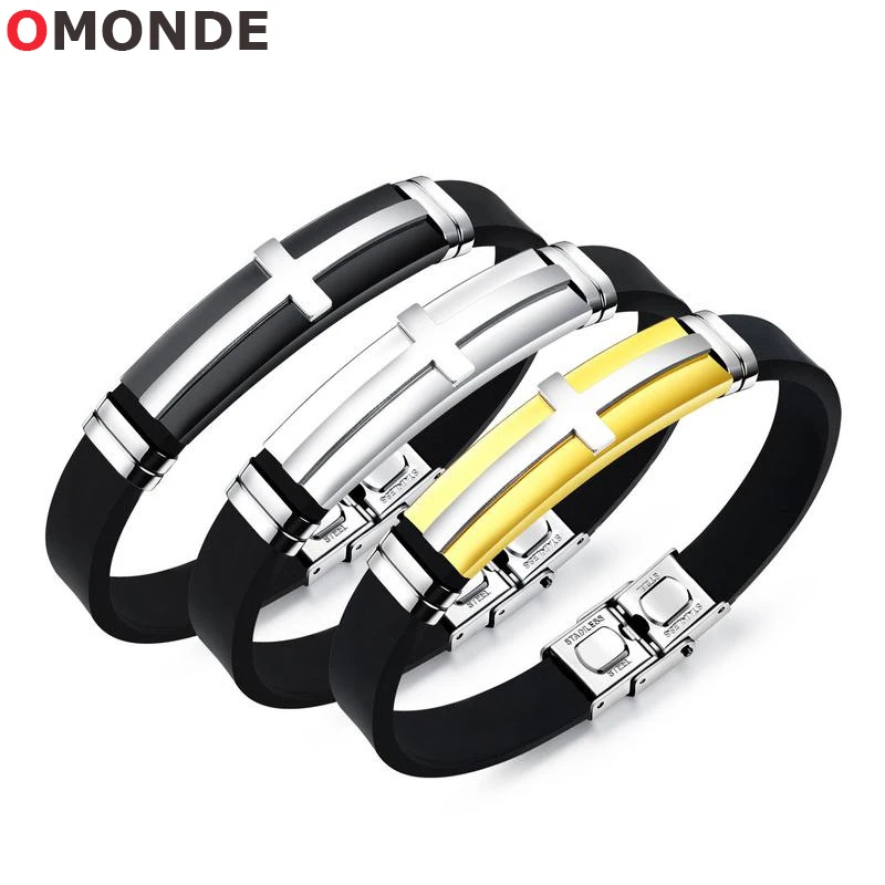 OMONDE 20cm Adjustable Gold Silver Black Stainless Steel Jesus Cross