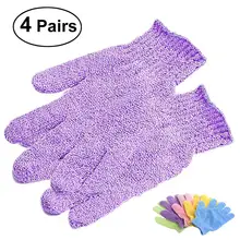 4 пары отшелушивающих перчаток для душа, нейлоновые рукавицы для душа, скраб для тела, отшелушивающий