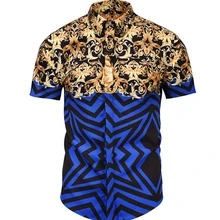 Fit хлопок с коротким рукавом для мужчин рубашки Летние повседневные цветочные рубашки для мужчин