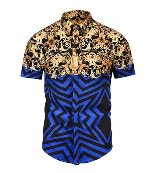 

2018 Fit Cotton Short Sleeve man Shirt Summer Casual Floral Shirts Men