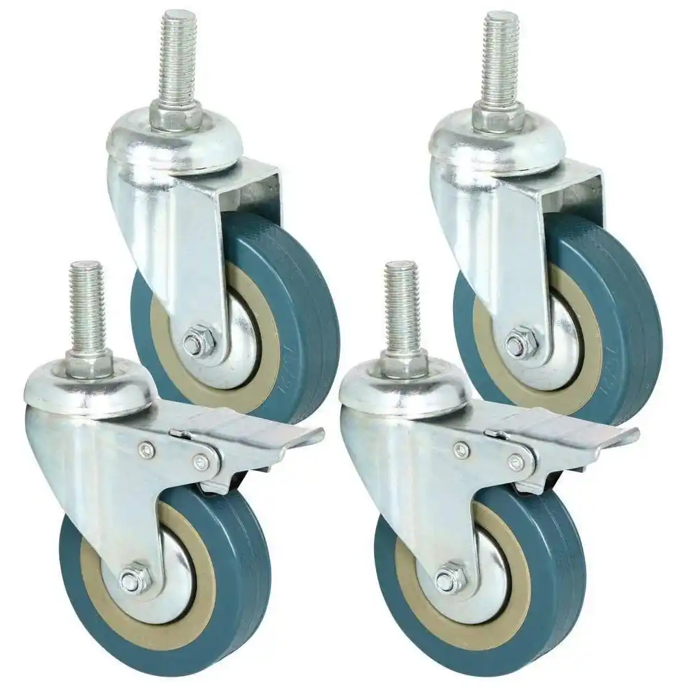 Casters,4 Pieces Medium Rubber High Elasticity Universal Wheel,Trolley Flatbed Truck Industry Directional Wheel,Replace Accessories Brake Wheel Strong Carrying Capacity/E 3in 