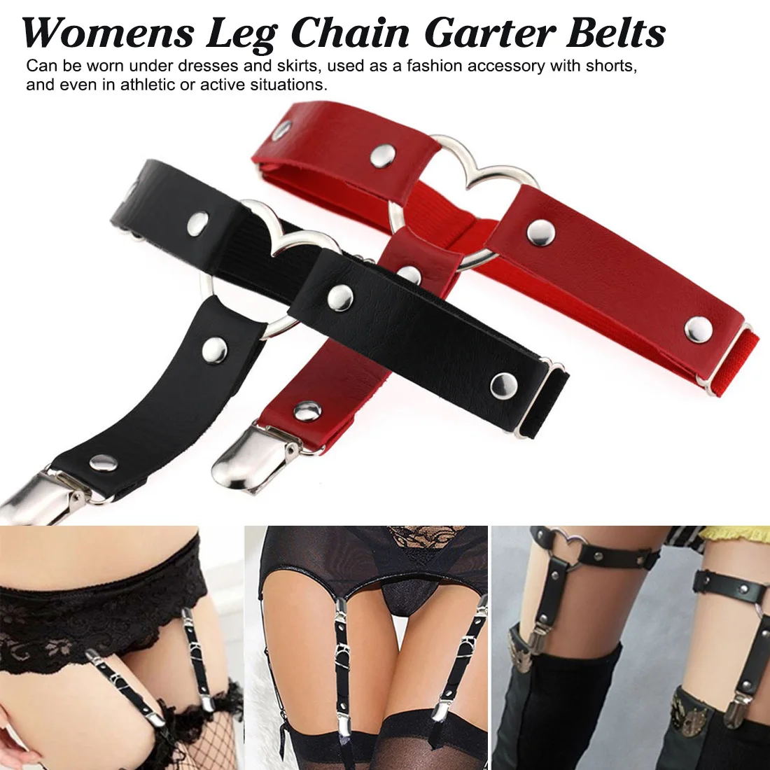 

Sexy Leg Garter Wraps for raves goth leg chain Adjustable Elastice 2 Rows Punk Harness Gothic jewelry Accessories