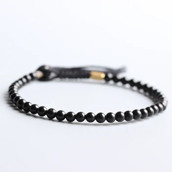 

Eastisan Natural Coconut Shell 5mm Beads Simple Thin Bracelet Copper Charm Tibetan Buddhist Handmade Lucky Knots Tassel Bangle