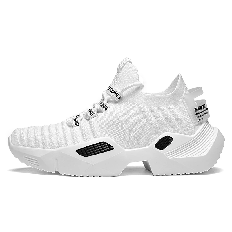 Новейшая стильная Всесезонная спортивная обувь для мужчин высокого качества белые кроссовки на шнуровке легкая дышащая прогулочная обувь - Цвет: White Black