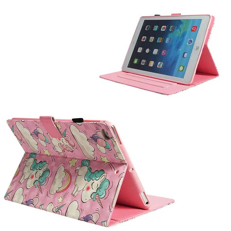 Wekays For Coque Apple IPad 9.7 inch 2018 2017 Cartoon Unicorn 3D Leather Fundas Case For IPad 9.7
