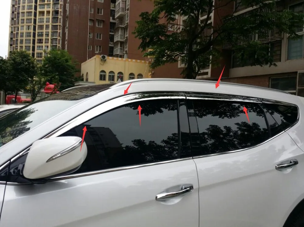 Козырёк на окно автомобильный из АБС пластика для Hyundai Santa Fe 2013 2015 2017