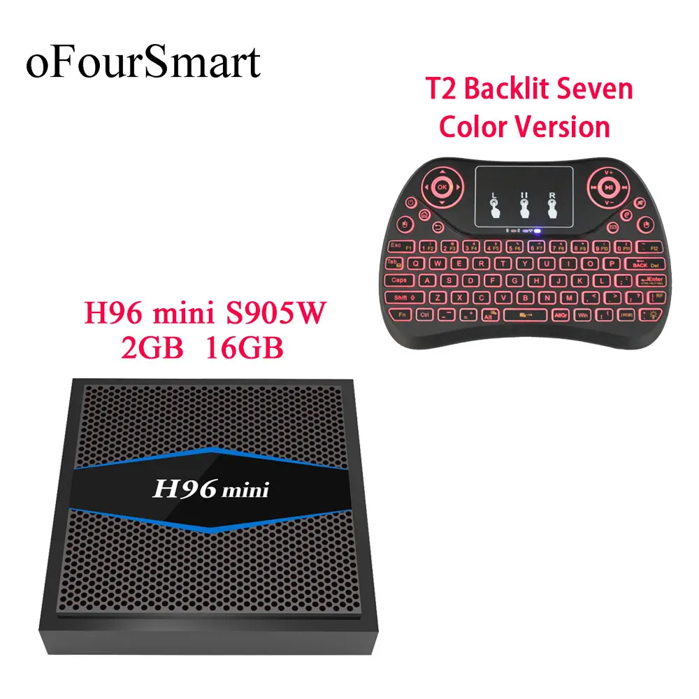 2018 Новый H96 Mini S905W ТВ-приставка Android 7 1 телеприставка с T2-C 7-цветной подсветкой
