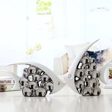 Bouble пара Поцелуй ваза в виде рыбы современные керамические предметы мебели для гостиной украшения дома Серебряный пузырь 1 пара