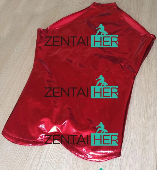 X- Men Scarlet Witch Costume Two Pieces Red Shiny Metallic Halloween Cosplay Costume (2)