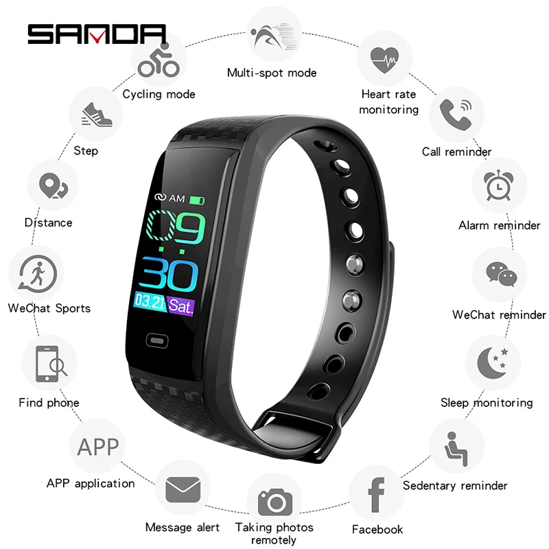 

SANDA Brand Men's Smart Watch Luxury Digital Watch Heart Rate Sleep Monitor Smartwatch For Women Android IOS Phone Clock Mens