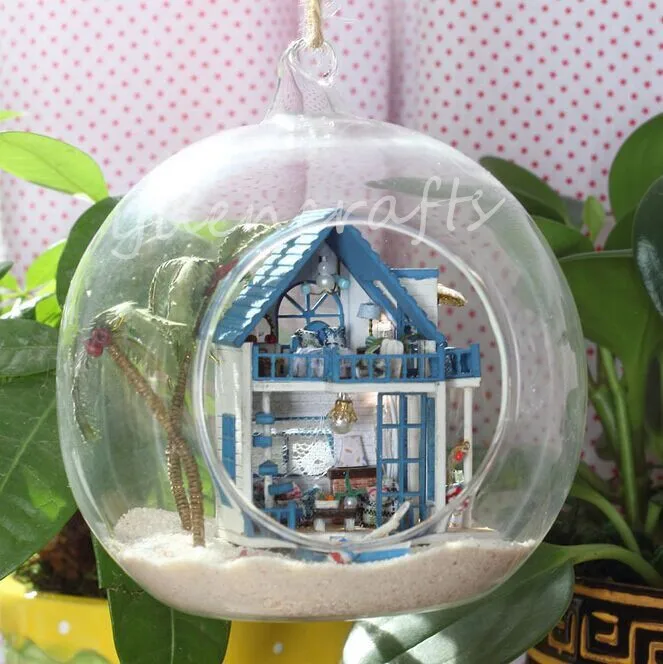 Fairy Garden Glass Terrarium with led lamp Glass Terrarium with Aegean