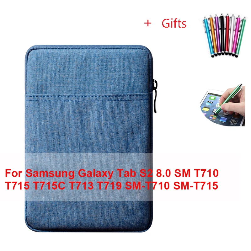 Сумочка-рукав с текстурой "Дикая Лошадь" для Samsung Galaxy Tab S2 8,0 SM T710 T715 T715C T713 T719 SM-T710 защитный экран для планшета чехол+ Бесплатный подарок - Цвет: lan