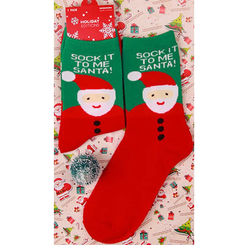 Горячая распродажа Новое поступление Для женщин зимние Носки одежда для сна из хлопка с рождественскими рисунками принт Длинные носки, подарок на Рождество, теплая мягкая Санта Клаус Лось носок - Цвет: 15
