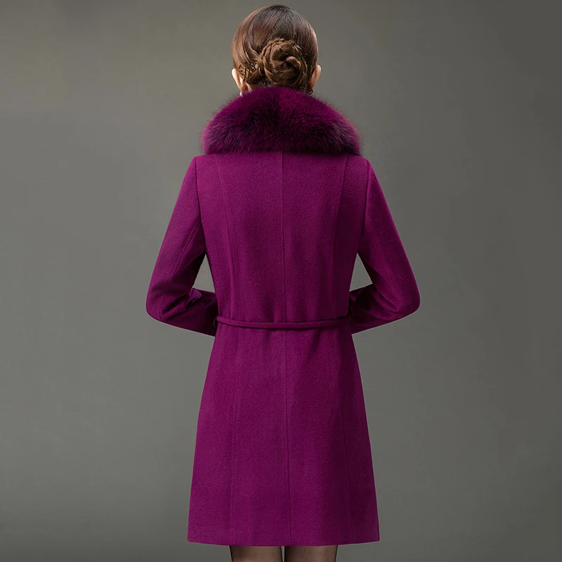 Для женщин среднего возраста новые зимние куртки осень средней длины меховой воротник шерстяное пальто модное элегантное шерстяное пальто для женщин плюс размер 5xl