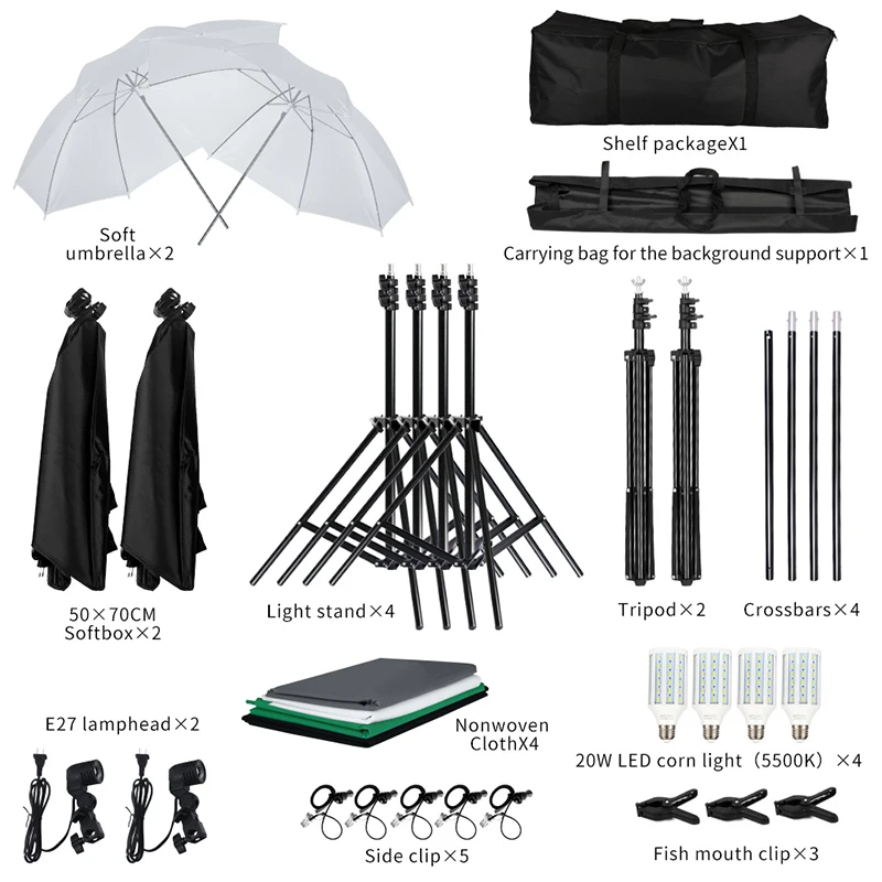Lighting Kit Adjustable Max Size 2Mx3M Background