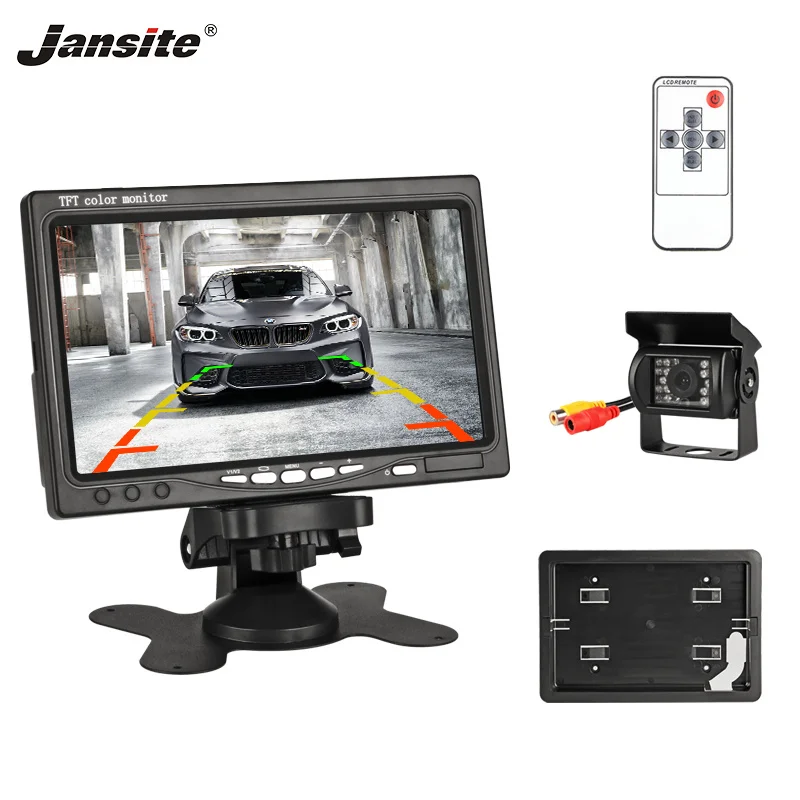 

Jansite 7" Wired Car monitor TFT LCD Car Rear View Monitor Parking Assistance 18 LED IR Waterproof Backup Camera for Sedan Truck