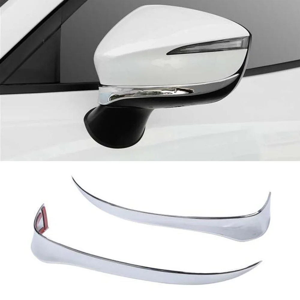 

CAPQX 2PCS For Mazda CX3 CX-3 2015 2016 2017 ABS Chrome Rearview Rear View Mirror Garnish Cover Shell Cap Trim Strip stick panel