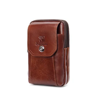 

Men Women Genuine Leather Fanny Small Shoulder Bag Cross Body Bags Cellphone Mobile Belt Purse Flap Zip Practical Causal Bags