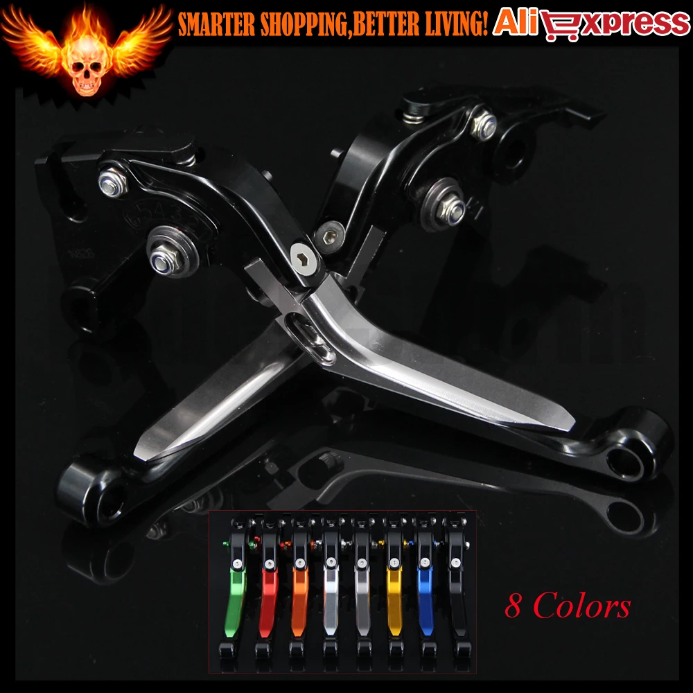 ФОТО Sliver+Black 8 Colors CNC Adjustable Folding Extendable Motorcycle Brake Clutch Levers For Kawasaki VERSYS 1000 2015 2016 