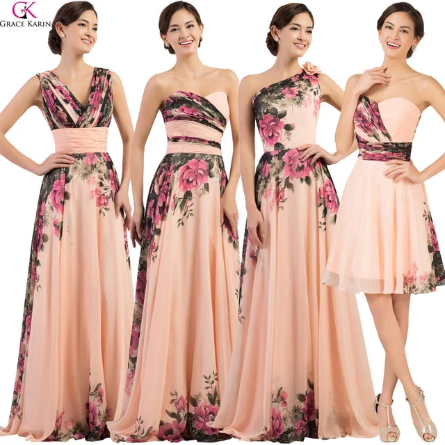 Grace Karin Fl Flower Print Long Bridesmaid Dresses 2017 Chiffon Grace Karin Fl Flower Print Long Bridesmaid Dresses 2017 Chiffon Modest Plus Size Wedding