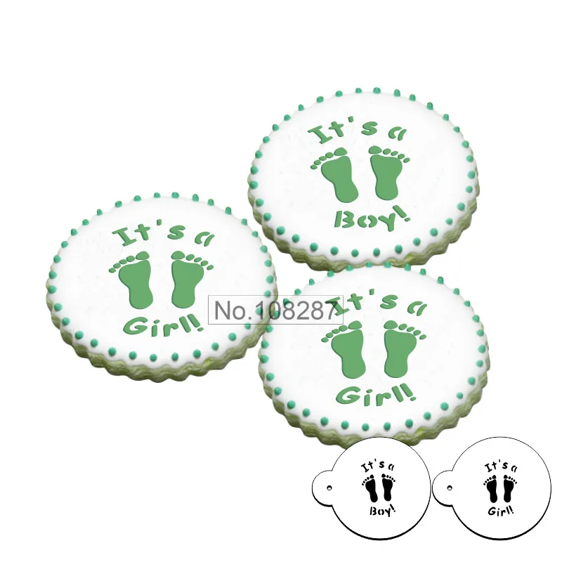 Online Shop 1 5 It S A Boy Girl Candy Cookie Stencils Cupcake