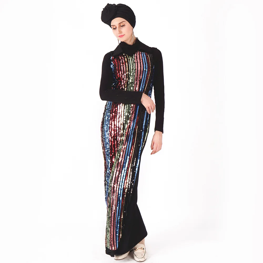 

Luxury Muslim Sequins Abaya Jubah Middle East Ramadan Arab Islamic Prayer Lace Maxi Dress Cardigan Tunic Kimono Long Robe Gowns