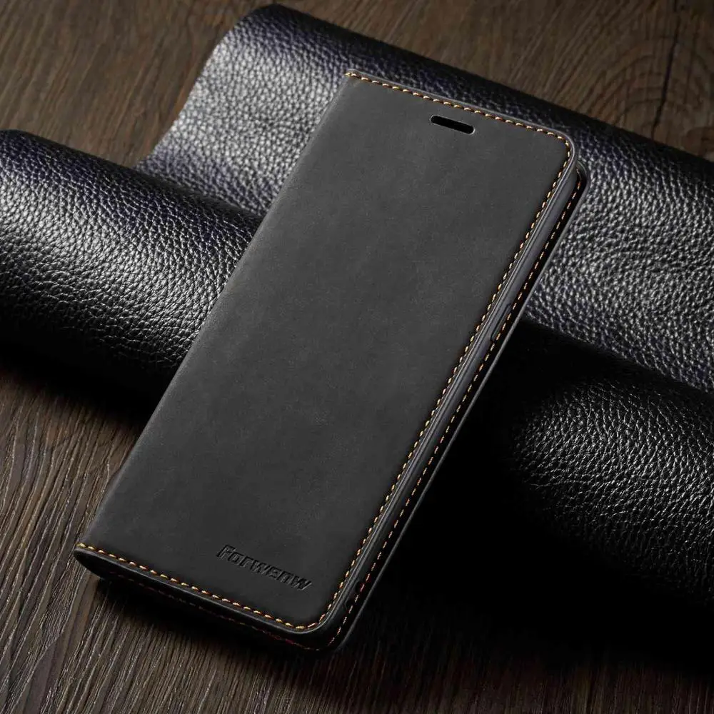 Чехол для samsung Galaxy S9 S8 S10 J4 J6 плюс A40 A50 A60 A70 A30 A6 A7 A8 Роскошный кожаный чехол-книжка на магните Чехол-бумажник чехол Coque - Цвет: Черный