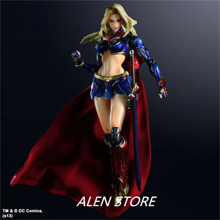 ALEN Play Arts KAI DC COMICS NO.7 SUPERGIRL PVC Action Figure Collectible Models Toys 28cm
