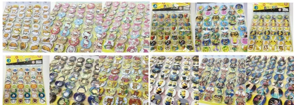 

New 48pcs/set Cartoon Japanese Anime cute mix Round Brooch Button Pin 4.5 cm DIY kids party Gift
