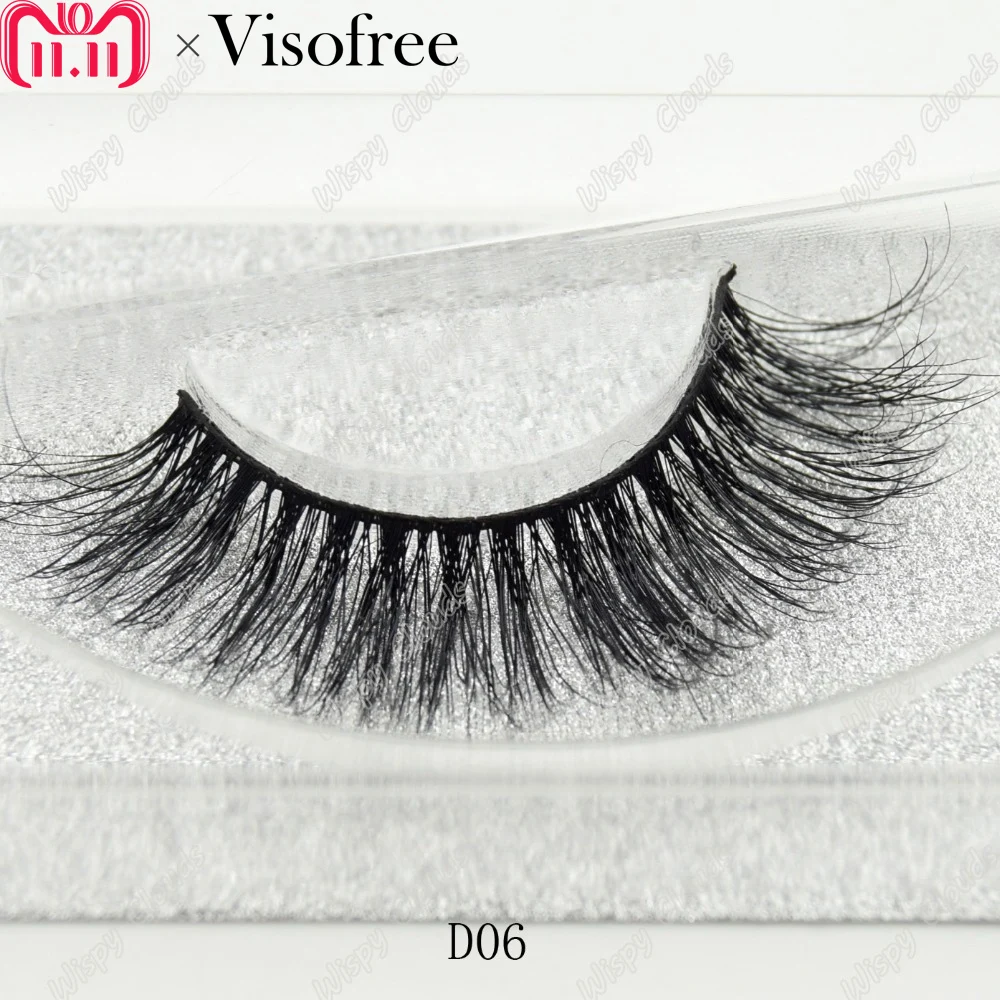 

visofree 3D Real Mink Lashes Extension Handmade False Eyelashes Thick Curly Long Mink Lashes Eyelash Full Strip 1 Pair D06