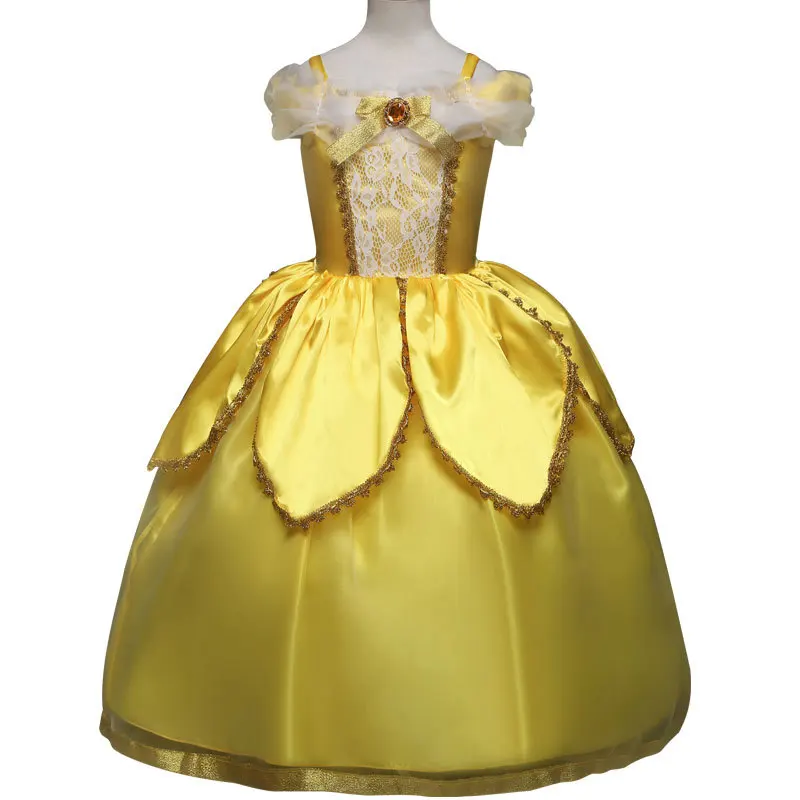 Платье принцессы; Детские платья для девочек; платье для костюмированной вечеринки; вечерние костюмы Золушки на Хэллоуин; Рождественская Одежда для девочек на день рождения - Цвет: yellow3